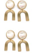 Adornia Set of 2 Arch Statement Drop Earrings