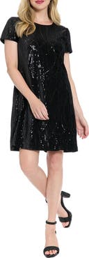 London Times Sequin T-Shirt Dress