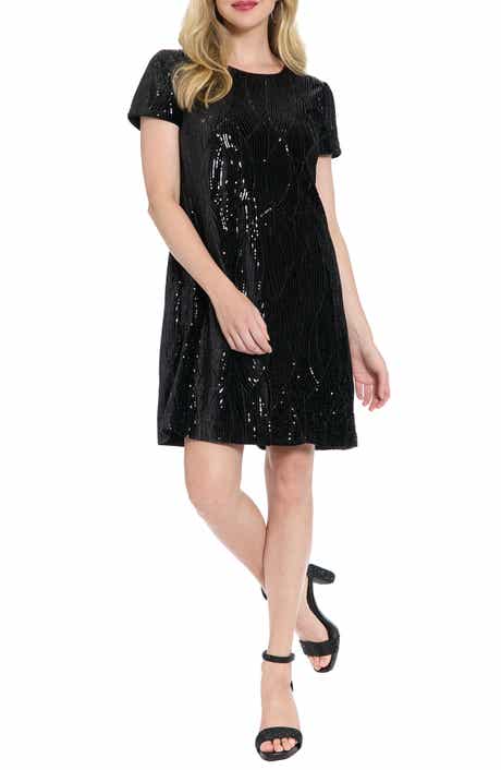 London Times Sequin T-Shirt Dress