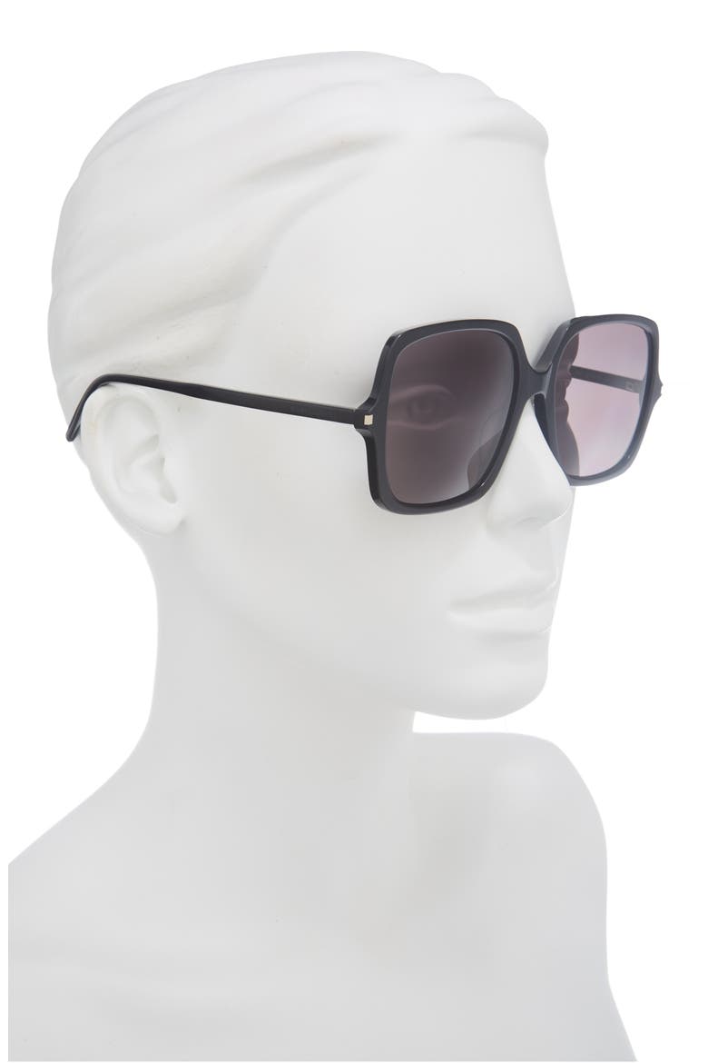 57mm Square Sunglasses, Alternate, color, BLACK BLACK BLACK