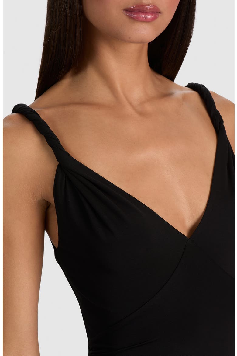 Bianca Twist Strap Ruched Sleeveless Maxi Dress, Alternate, color, BLACK
