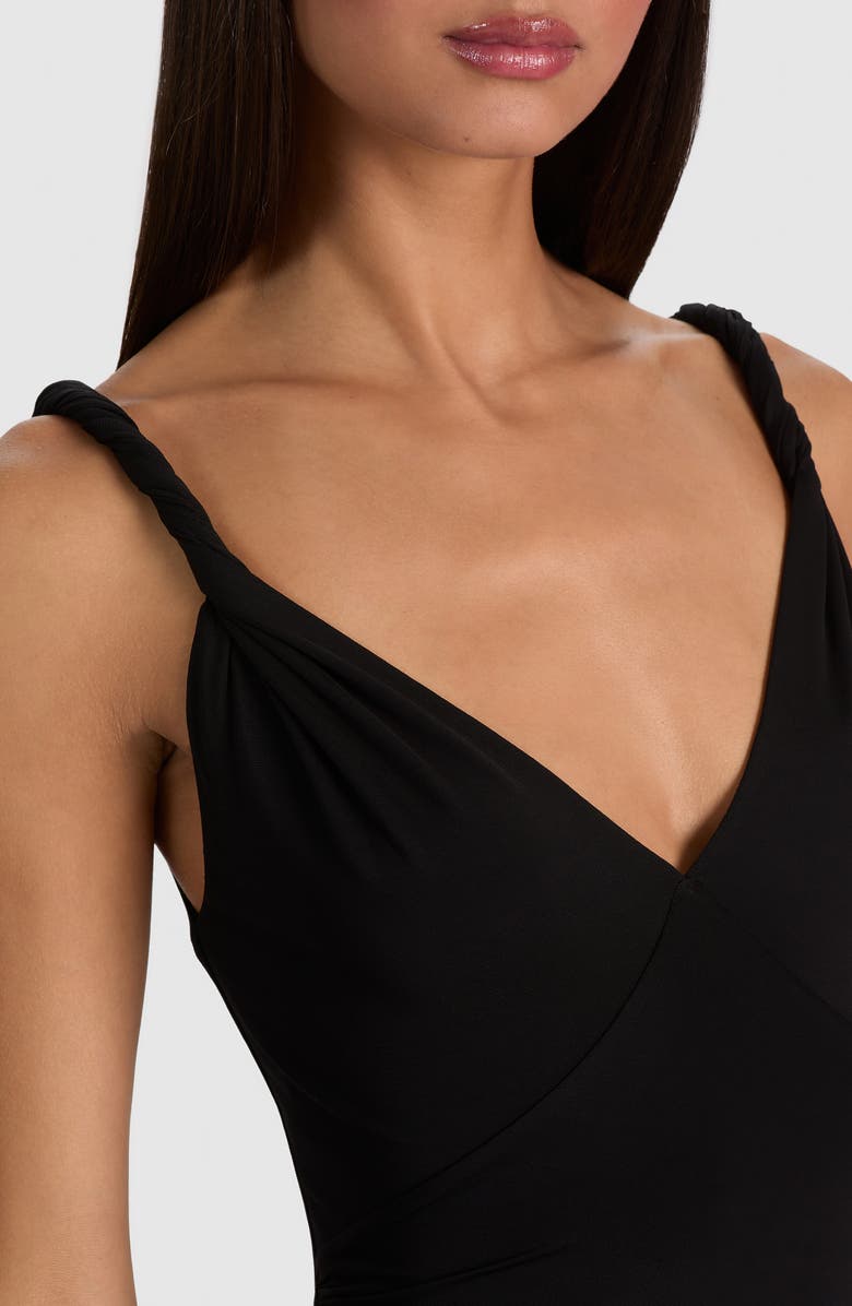 Alice + Olivia Bianca Twist Strap Ruched Sleeveless Maxi Dress, Alternate, color, Black