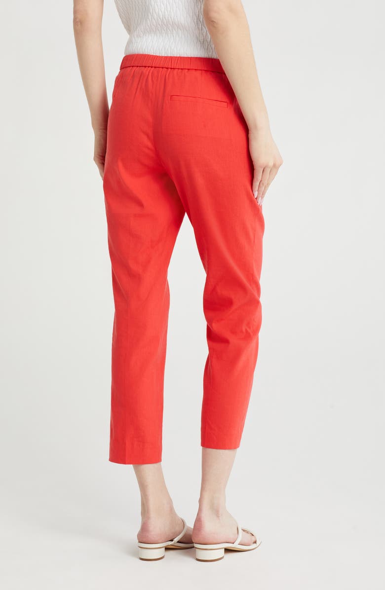Theory Treeca Linen Blend Crop Pull-On Pants, Alternate, color, Poppy