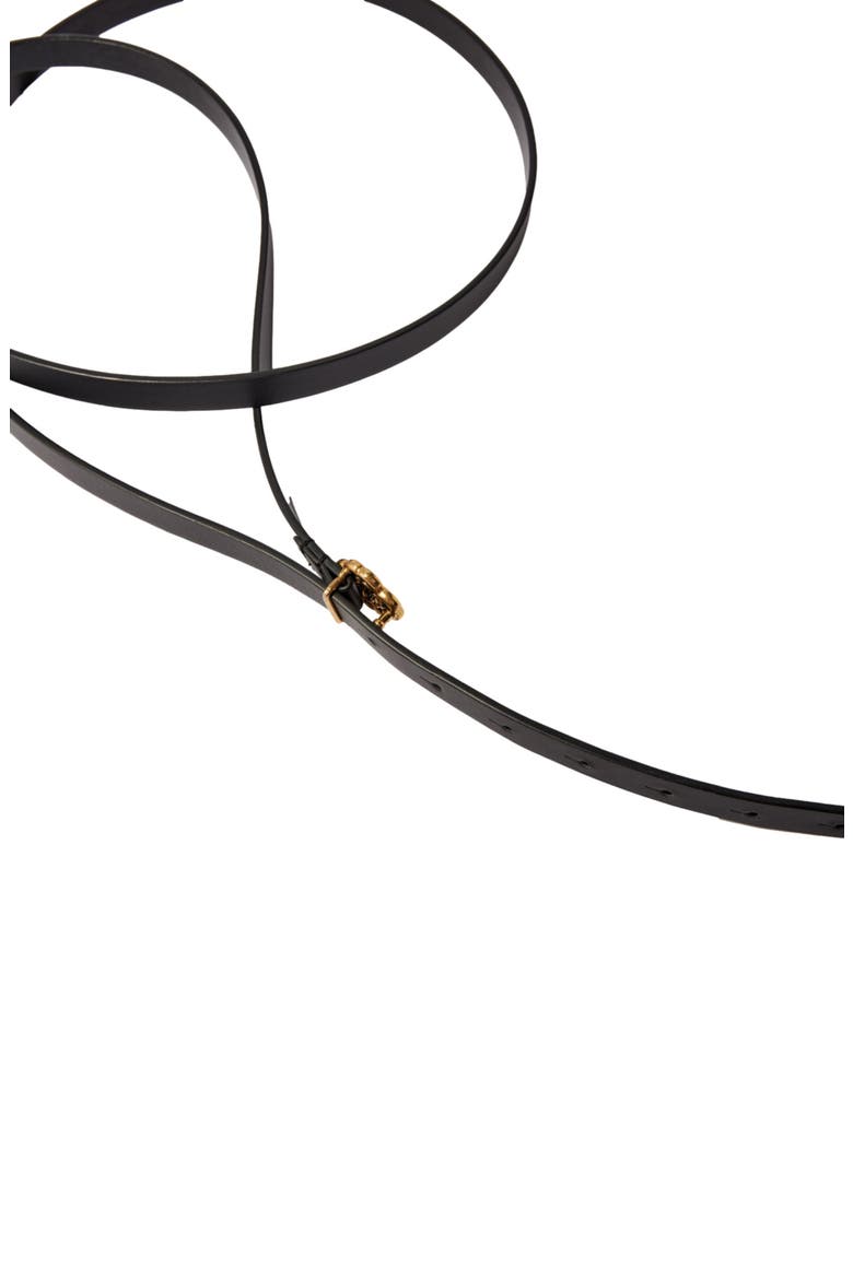 Slim double leather belt, Alternate, color, Black
