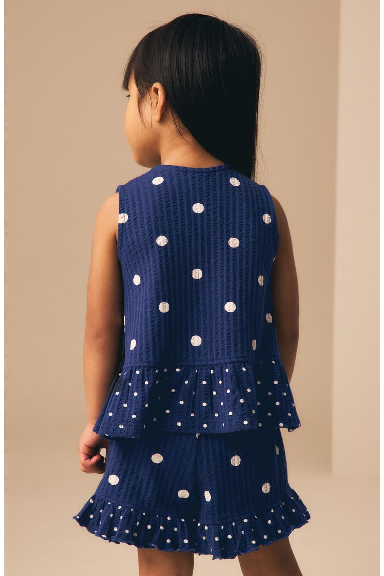 Kids' Polka Dot Peplum Top & Shorts Set, Alternate, color, BLUE