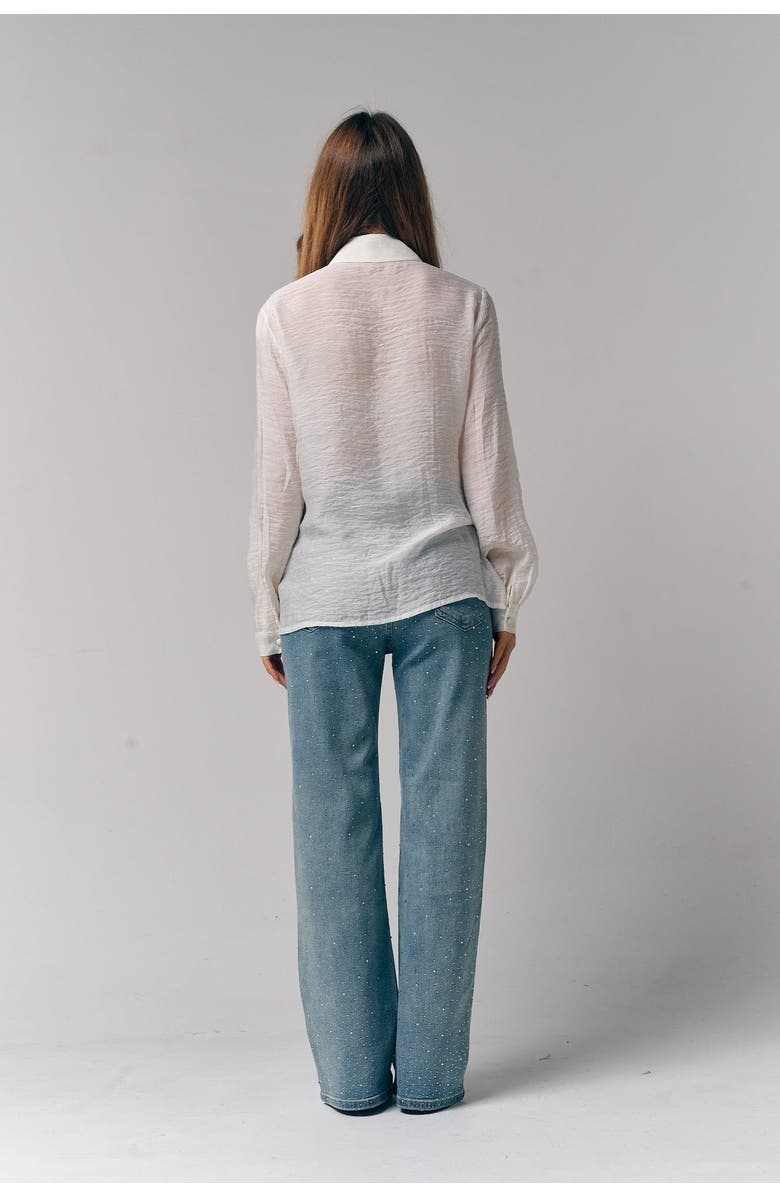 Le Fafo Rhinestone Straight Denim, Alternate, color, Light Blue