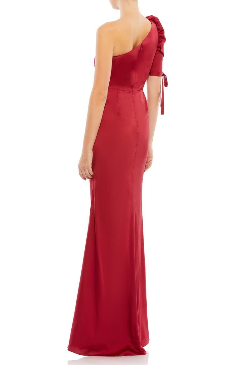 One-Shoulder Trumpet Gown, Alternate, color, DEEP RED