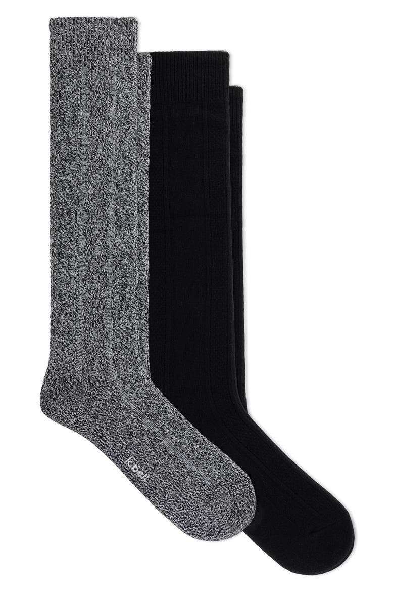 2-Pack Chunky Cable Knit Crew Socks, Main, color, BLACK ASSORTED