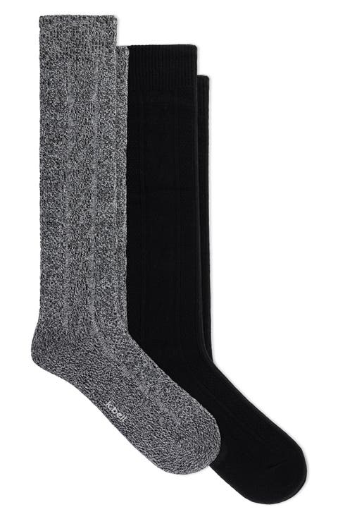 2-Pack Chunky Cable Knit Crew Socks