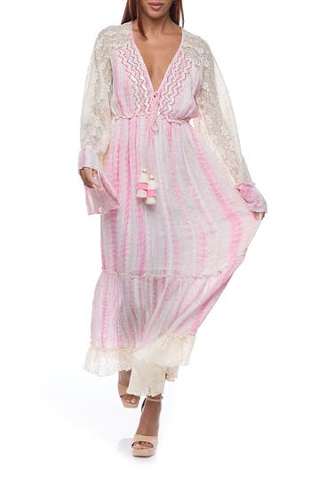 Ranee's Ranees Long Sleeve Maxi Dress In Baby Pink
