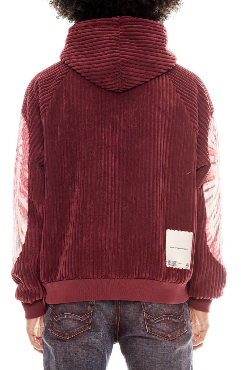 Cult of Individuality Tie Dye Corduroy Hoodie, Alternate, color, Vintage Merlot
