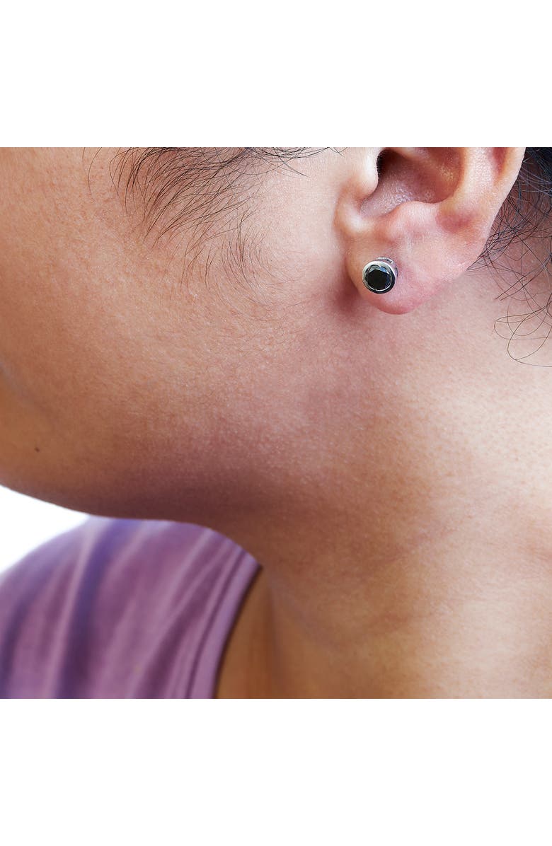 Haus of Brilliance Silver 1-1/2 Cttw Round Black Diamond Stud Earrings, Alternate, color, White