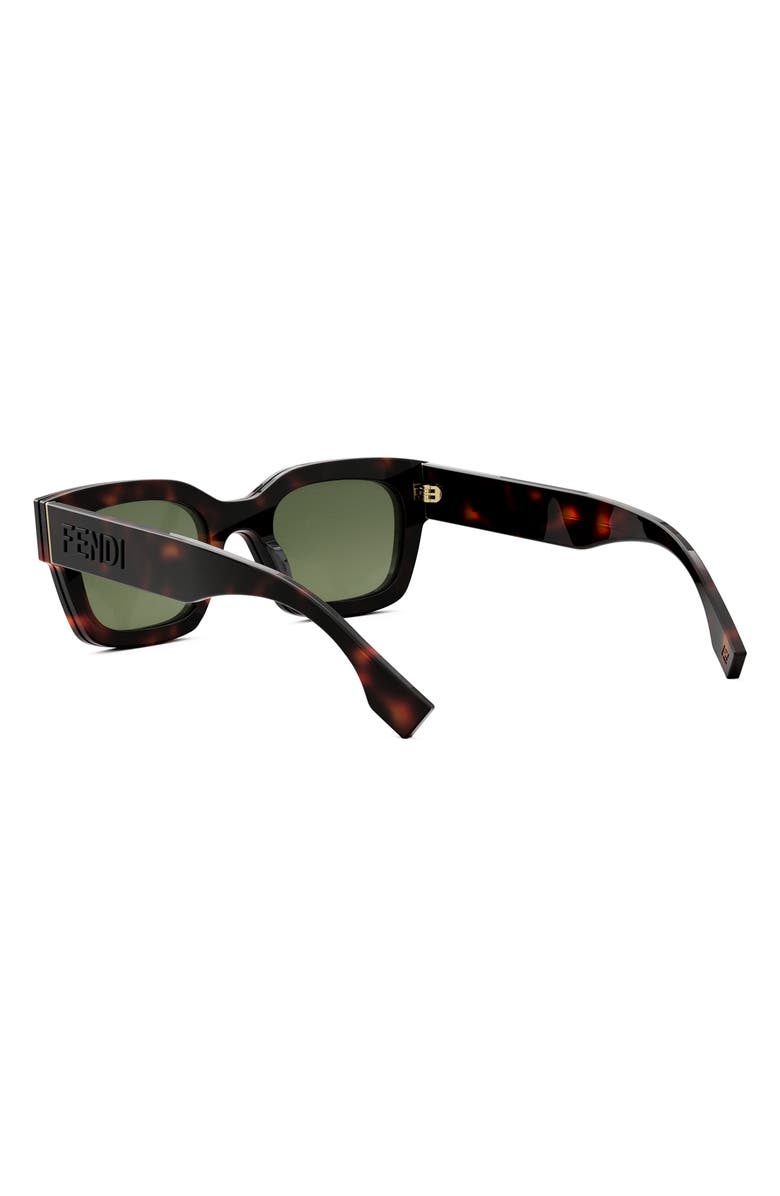 Fendi 'Fendi Signature 50mm Rectangular Sunglasses, Alternate, color, Red Havana / Green