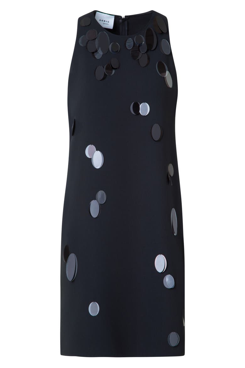 Paillette Detail Heavy Crepe Shift Dress, Alternate, color, BLACK