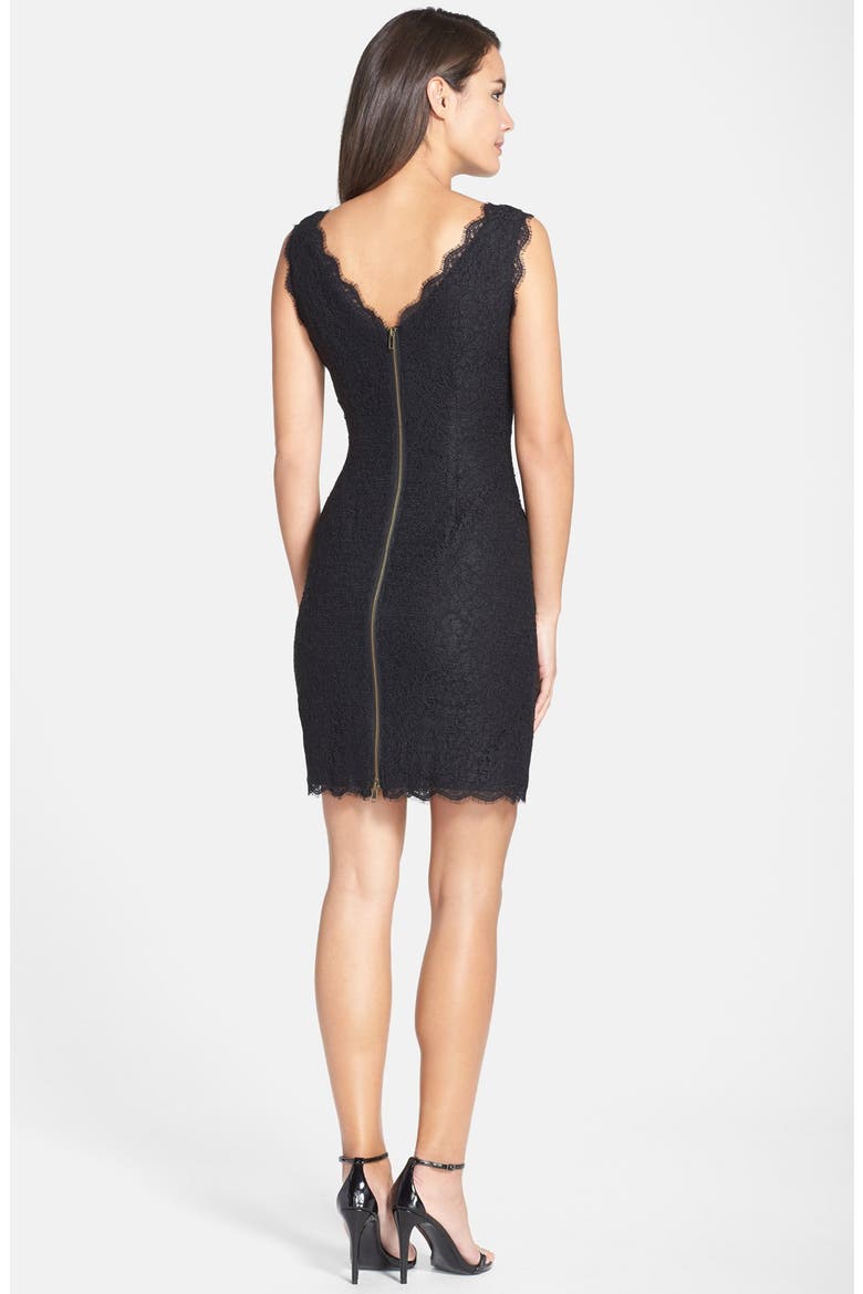 Boatneck Lace Sheath Dress, Alternate, color, BLACK