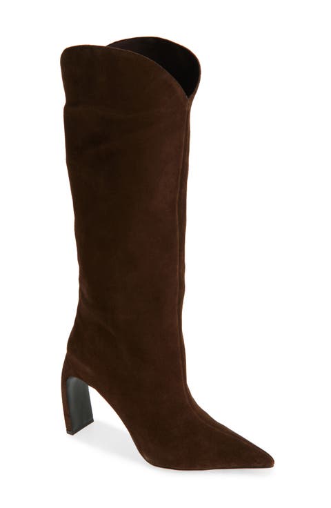 Pinpoint Pointed Toe Knee High Boot (Women)