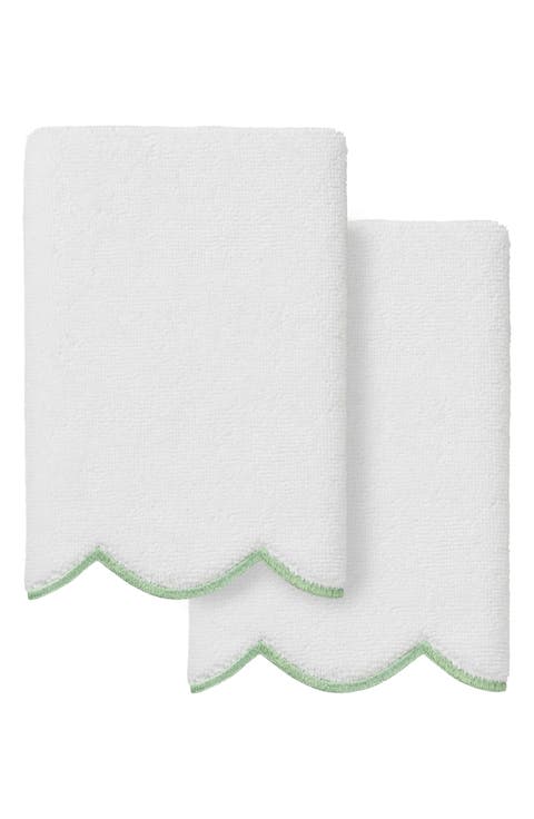 Adornia Scallop Set of 2 Fingertip Towels