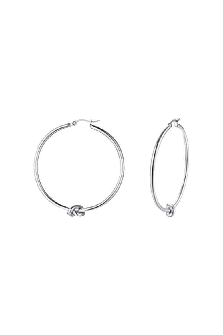 Knot Hoop Earrings, Main, color, Silver