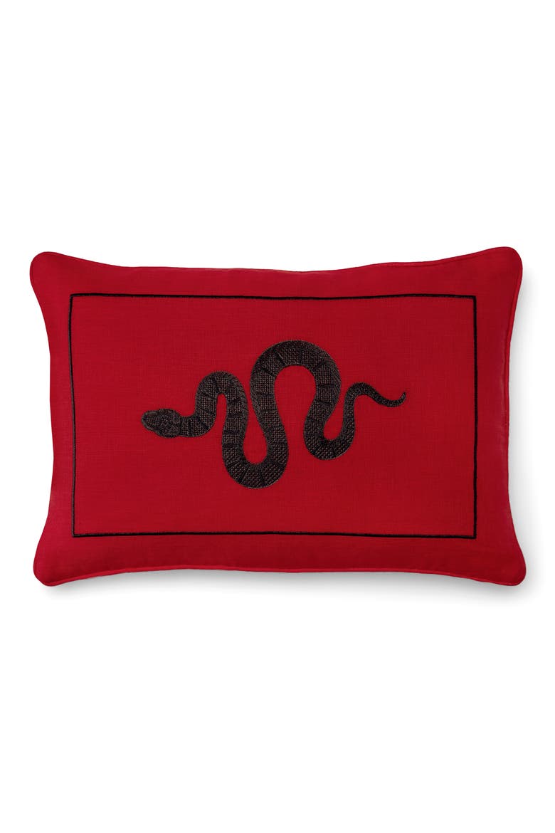 Embroidered Snake Accent Pillow, Main, color, RED/BLACK