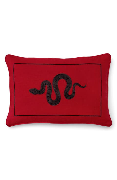 Embroidered Snake Accent Pillow