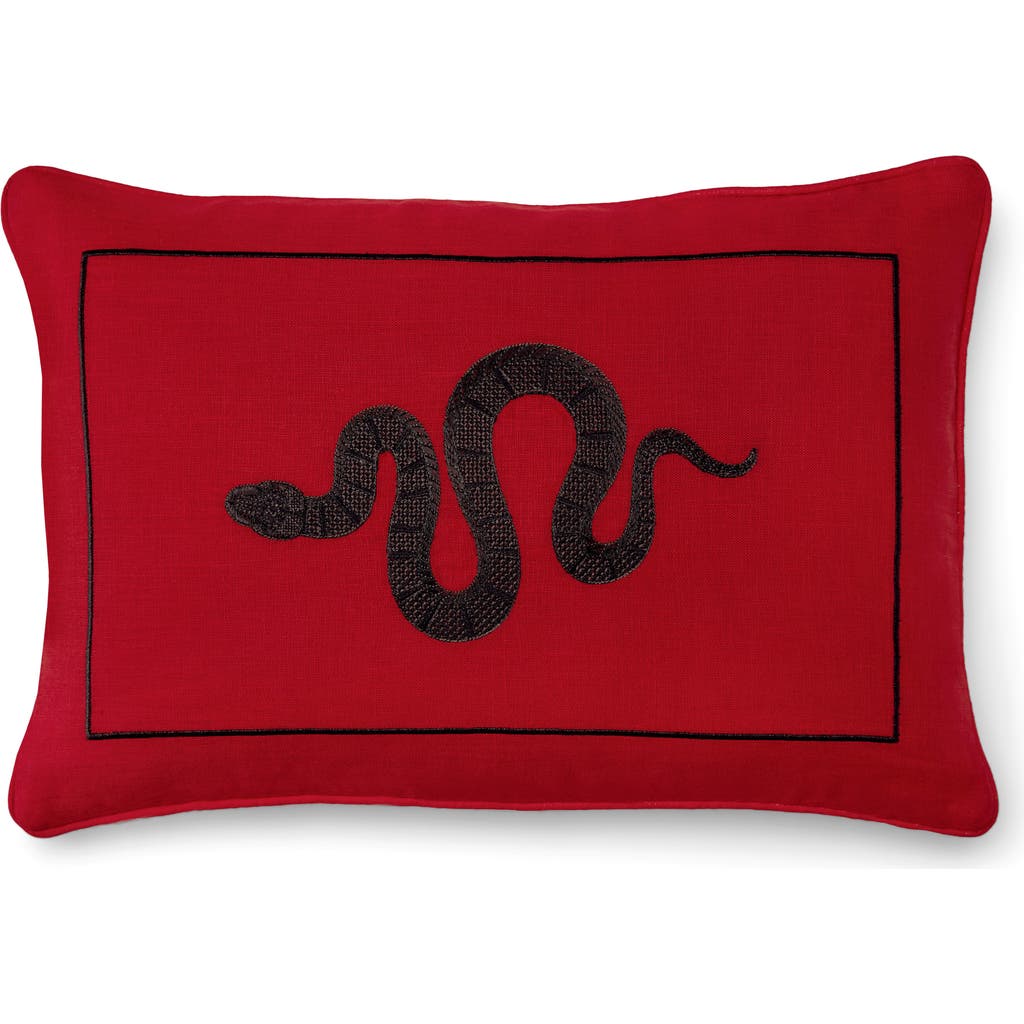 Sferra Embroidered Snake Accent Pillow In Red/black
