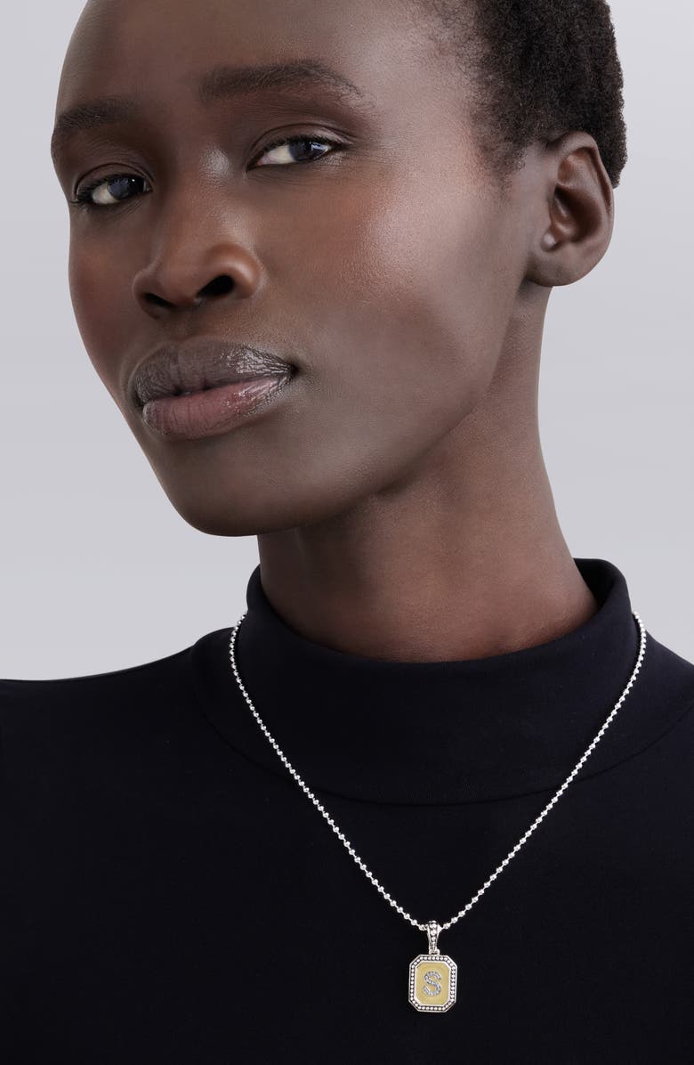 LAGOS Signature Caviar Diamond Initial Pendant Necklace, Alternate, color, Two-Tone A