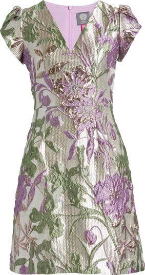 Vince Camuto Metallic Floral Jacquard A-Line Dress | Nordstrom Vince Camuto Metallic Floral Jacquard A-Line Dress | Nordstrom
