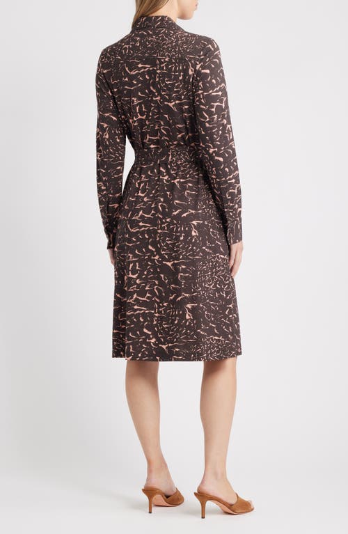 Margaret O'leary Cassandra Tie Belt Long Sleeve Shirtdress In Brown