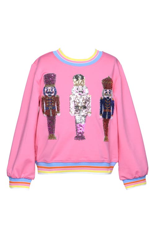 Truly Me Kids' Sequin Nutcracker Sweatshirt in Pink 