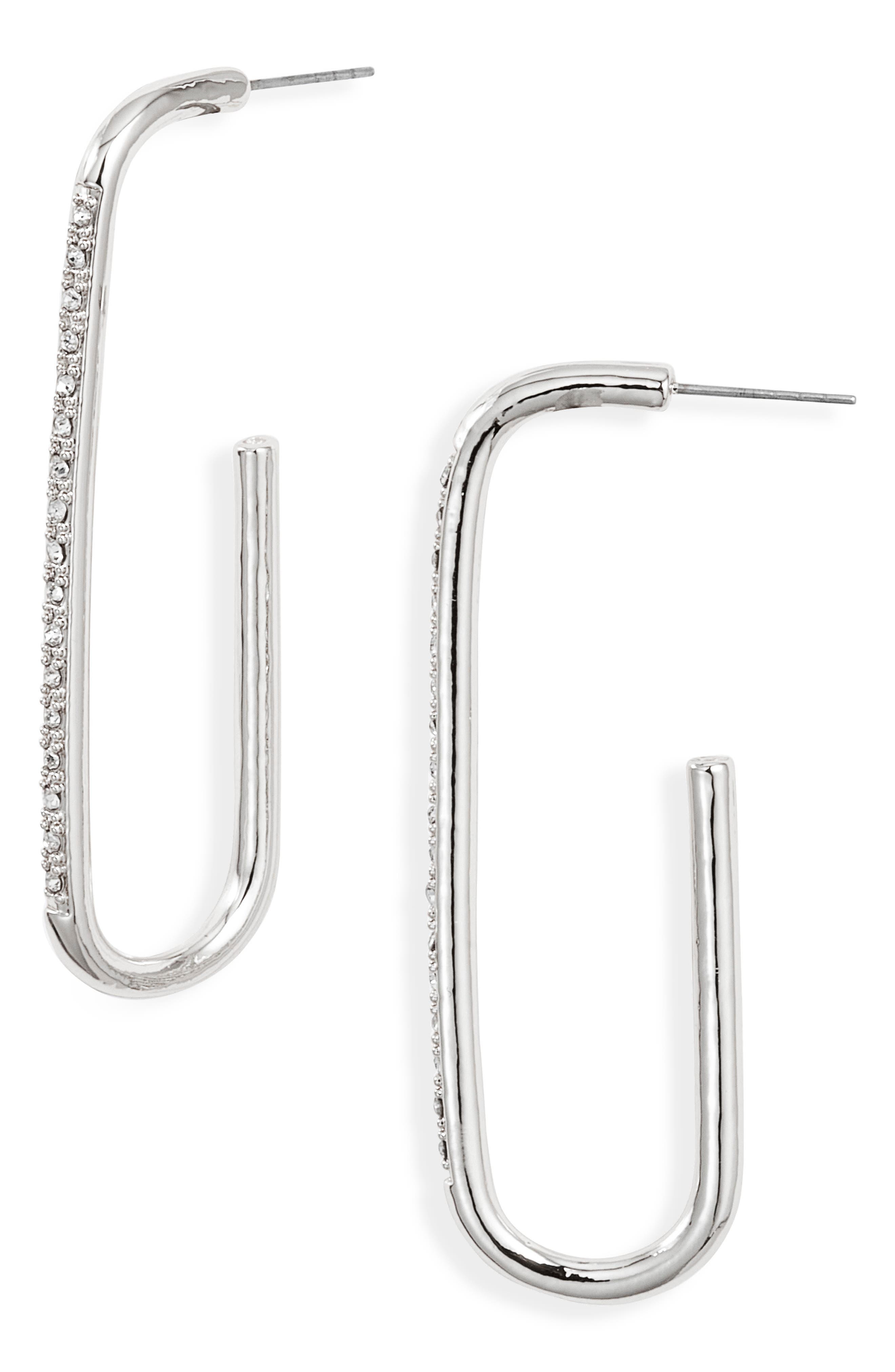 Open Edit Pavé Elongated Hoop Earrings