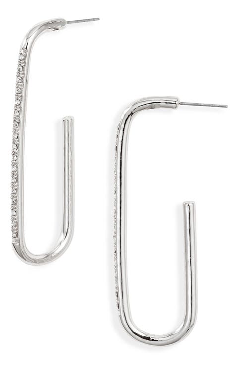 Pavé Elongated Hoop Earrings
