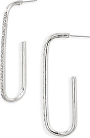 Open Edit Pavé Elongated Hoop Earrings
