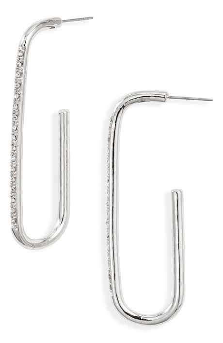 Open Edit Pavé Elongated Hoop Earrings