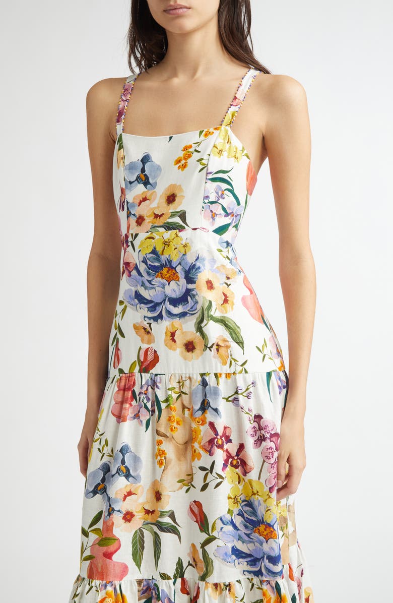 Greek Garden Tiered Linen Blend Maxi Dress