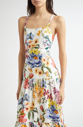 Greek Garden Tiered Linen Blend Maxi Dress