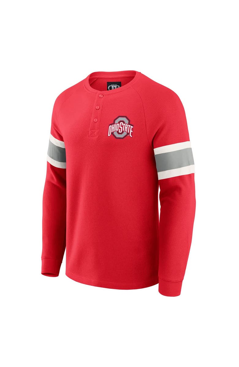 Darius Rucker Collection by Fanatics Men's Darius Rucker Collection by Fanatics Scarlet Ohio State Buckeyes Waffle-Knit Raglan Long Sleeve Henley T-Shirt, Alternate, color, Scarlet