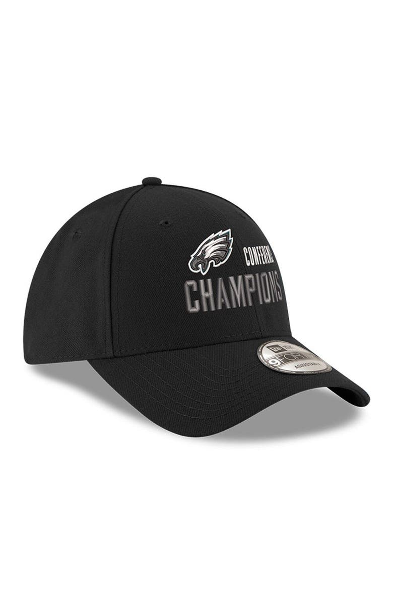 New Era Men's New Era  Black Philadelphia Eagles 2022 NFC Champions Replica 9FORTY Adjustable Hat, Alternate, color, 
