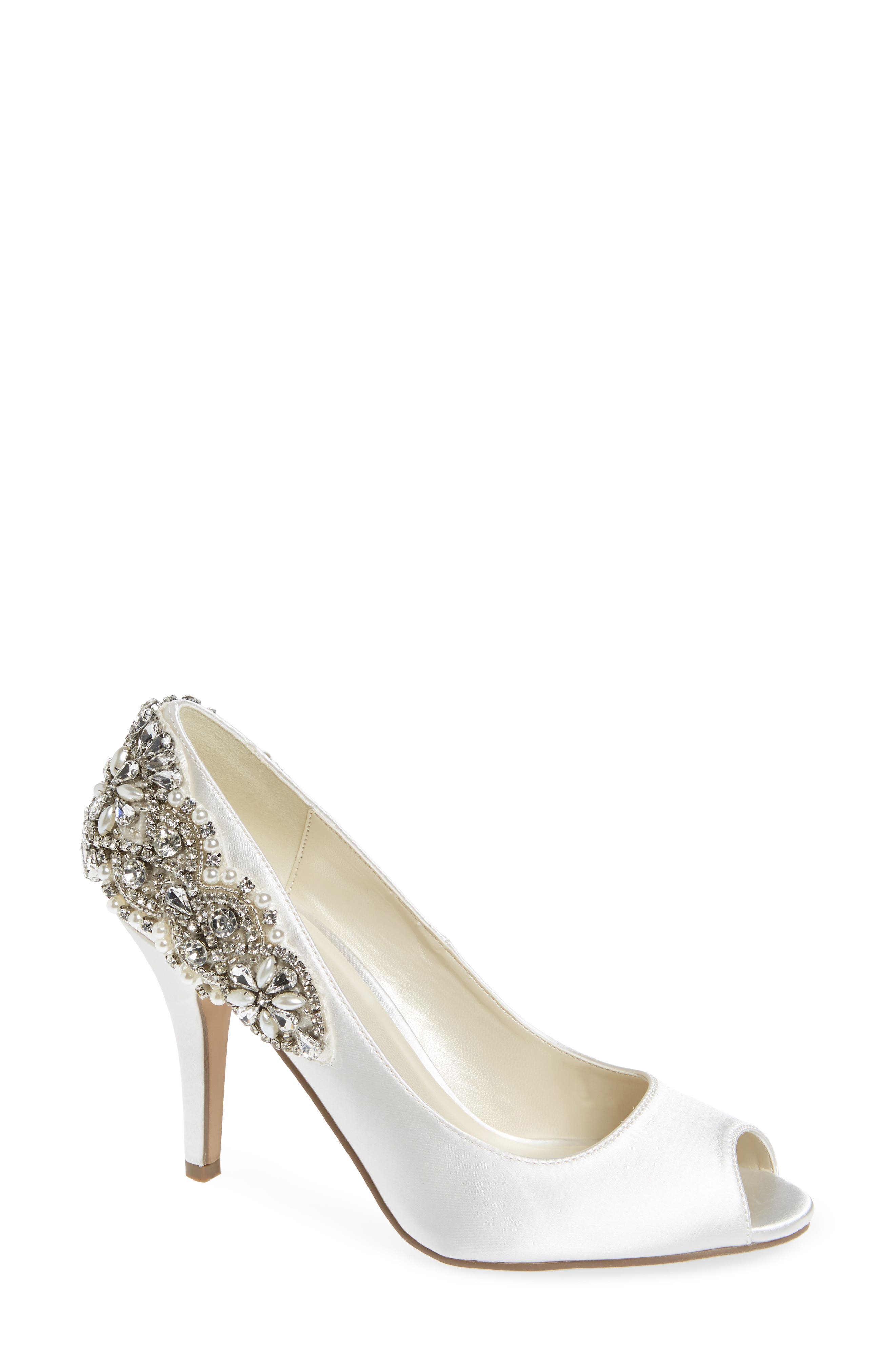 Paradox London Pink Cynthia Embellished Pump, Main, color, Ivory Satin