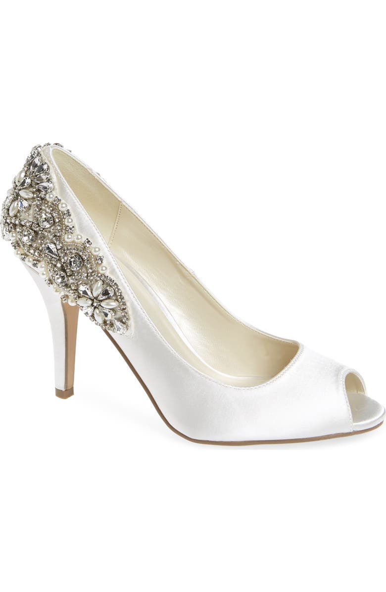 Paradox London Pink Cynthia Embellished Pump, Main, color, Ivory Satin