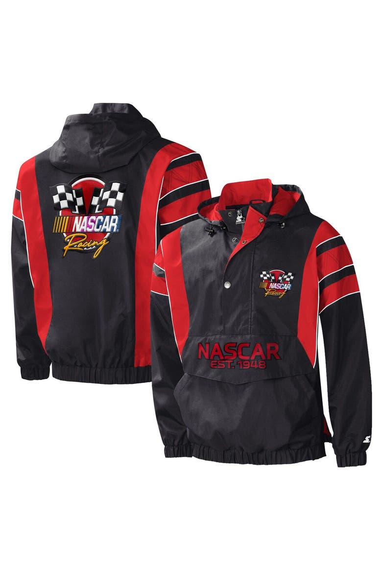 Men's Starter Black/Red NASCAR Impact Half-Snap Pullover Jacket, Main, color, Black