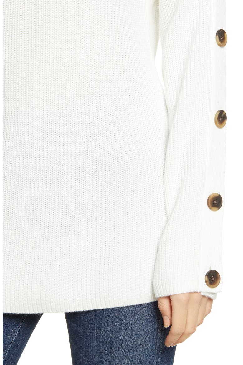 Button Detail Mock Neck Sweater, Alternate, color, IVORY CLOUD