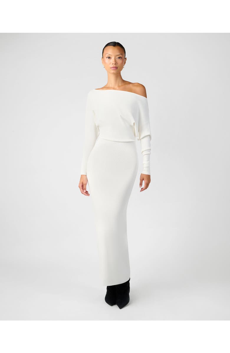 WeWoreWhat Off Shoulder Sweater Midi Dress, Main, color, Ivory