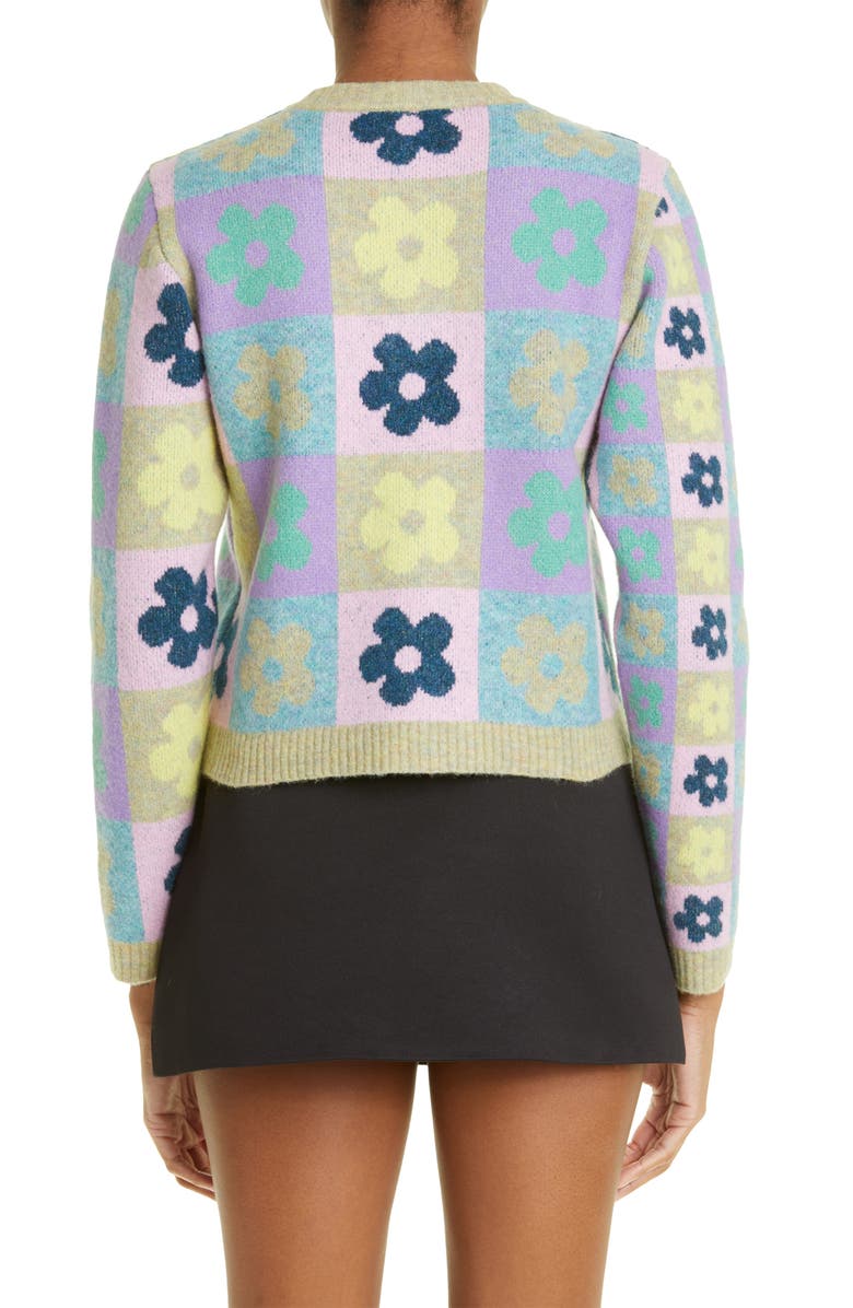 Sandy Liang Nany Floral Jacquard Cardigan, Alternate, color, 