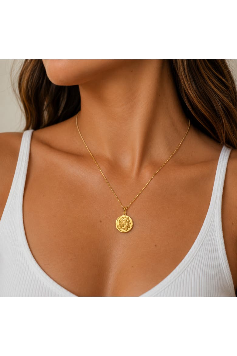 Medallion Coin Necklace, Alternate, color, Gold
