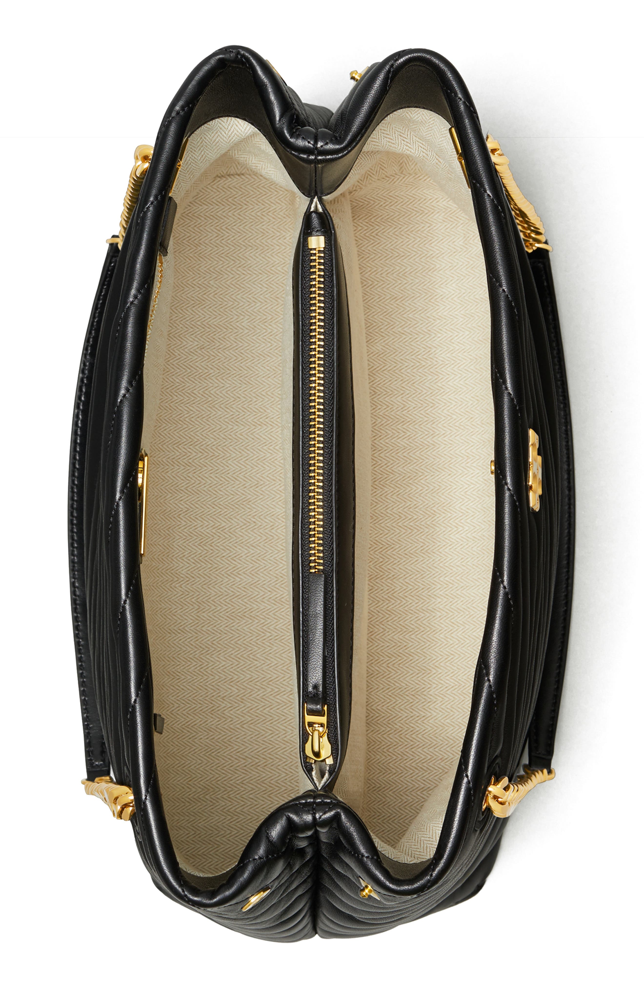 Kira Chevron Tote, Alternate, color, BLACK