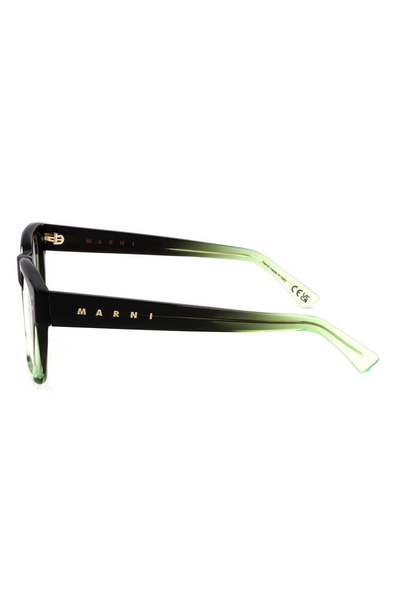 Marni 52mm Square Reading Glasses, Alternate, color, Black To Green
