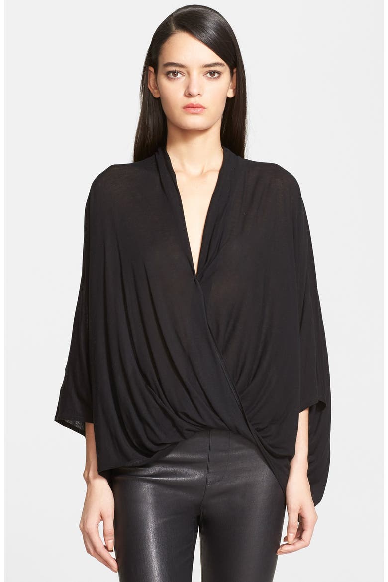 'Entity' Draped Jersey Top, Main, color, BLACK