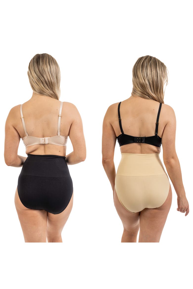 2-Pack High Waist Shaping Briefs, Alternate, color, BLACK/ NUDE