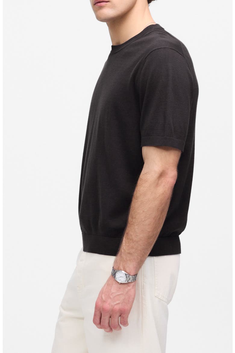 Cotton Crewneck Sweater T-Shirt, Alternate, color, BLACK COAL