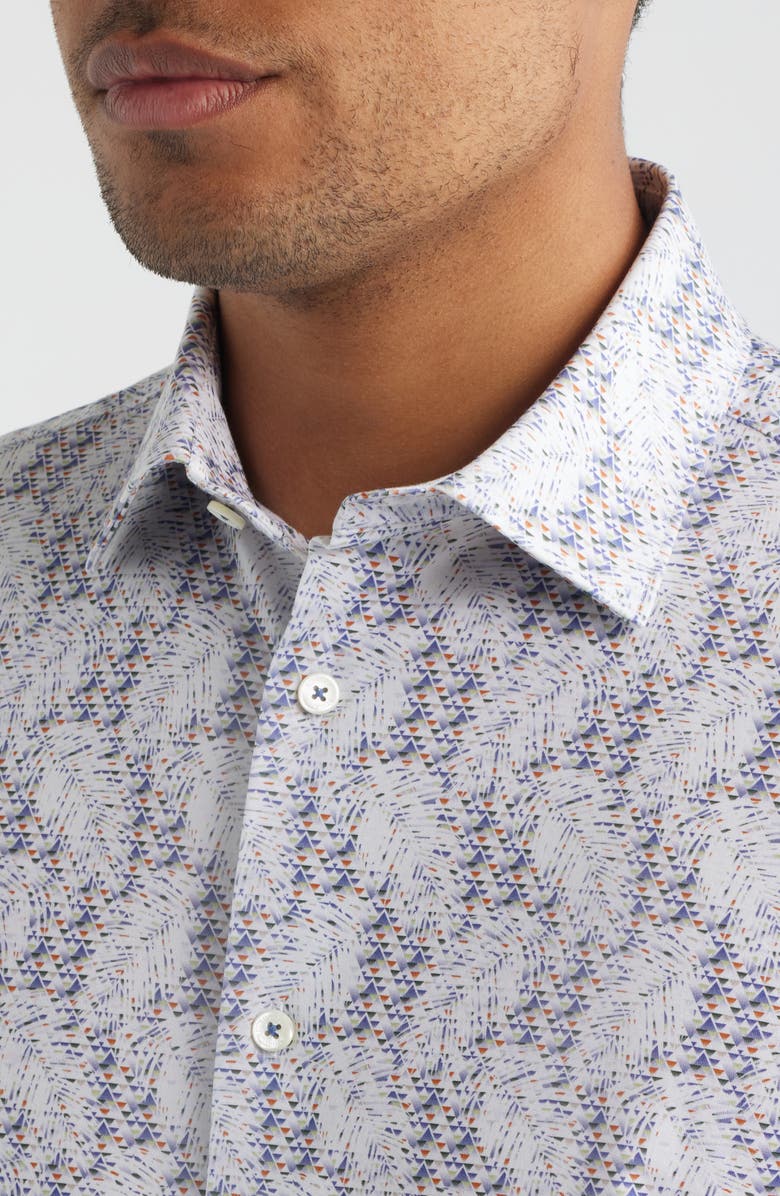 Bugatchi James OoohCotton<sup>®</sup> Abstract Print Button-Up Shirt, Alternate, color, Peacock